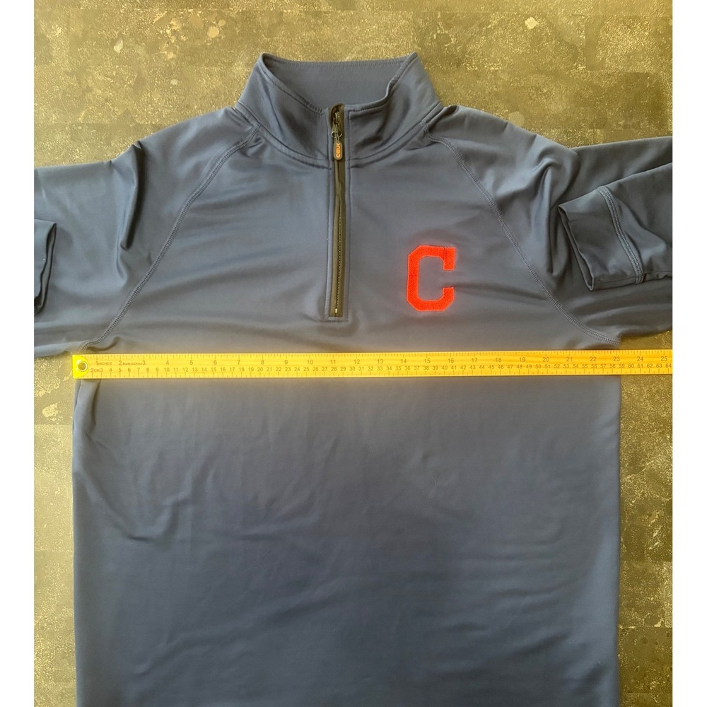 CBUK Cutter Buck Cleveland Indians Quarter Zip Pullover Mens Large Navy Blue MLB - Picture 7 of 7